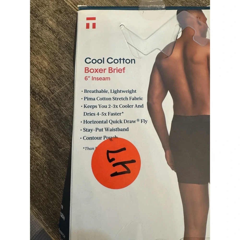 Tommy John Cool Cotton 6 Inch Boxer Briefs Navy and Black - 2‎ Pack Size Small